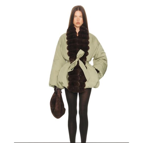 Helsa bubble puffer jacket coat faux fur S - Picture 1 of 6